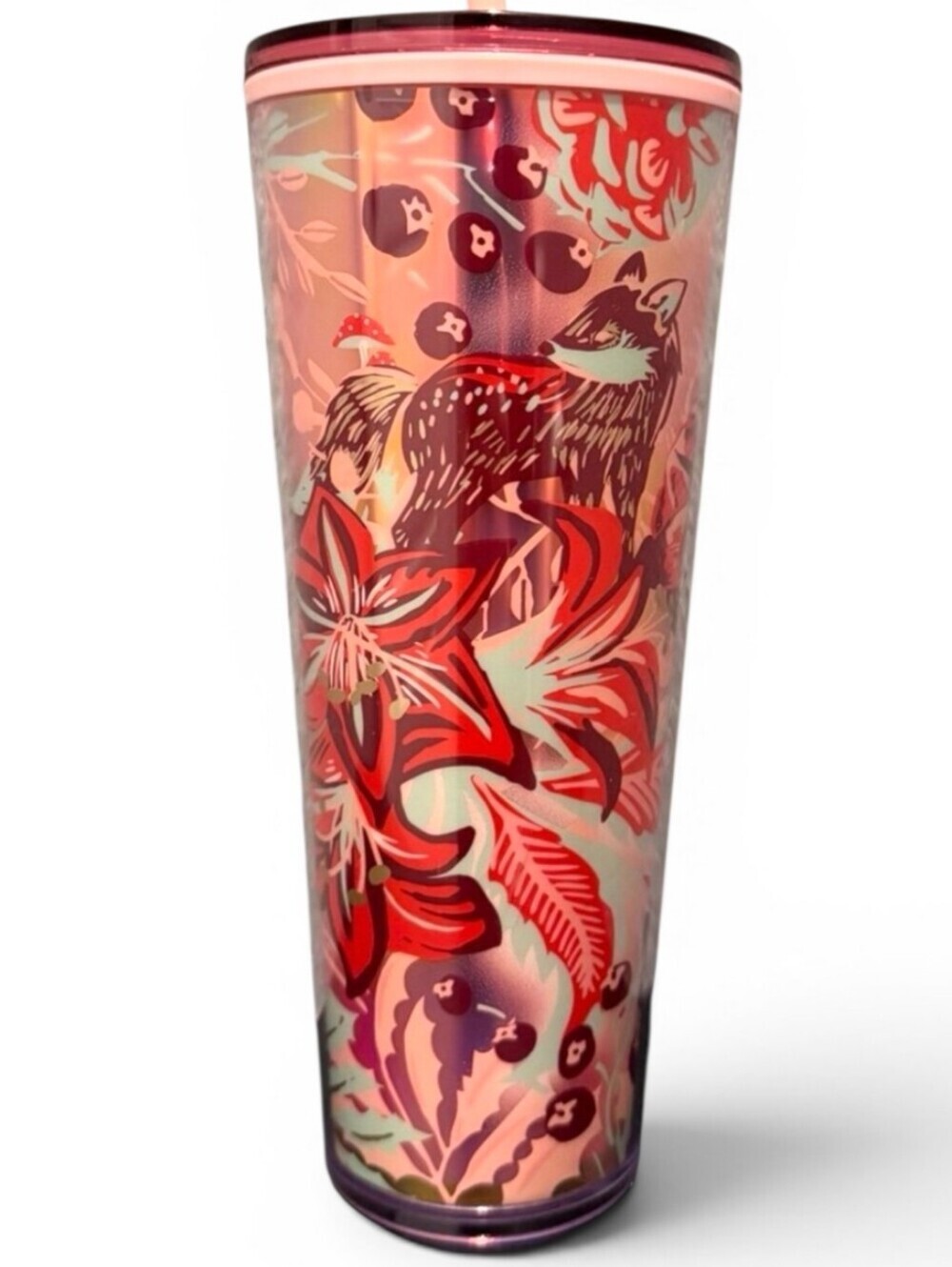 Starbucks 2022 Enchanted Forest Fox Floral Tumbler 24 oz Holiday - Picture 5 of 6